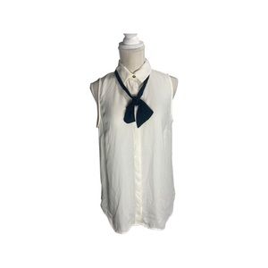 H&M white button-up camisole blouse with black tie